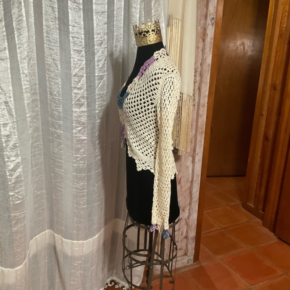 Ilka Suarez New York Crochet Cropped Sweater XS - Picture 3 of 9